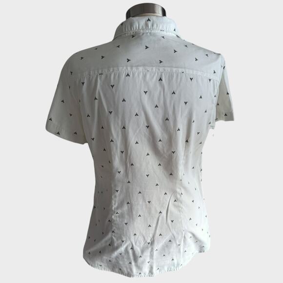 Eddie Bauer White TeePee Medium Button Front Short Sleeve Shirt Poly Nylon - Picture 4 of 8